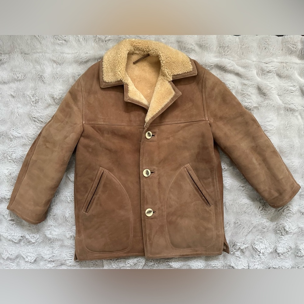 Vintage 70s Abercrombie Fitch Marlboro Suede Shearling Rancher Coat Jacket